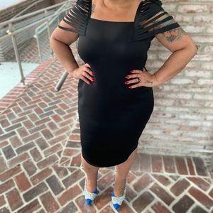 Scuba knit black midi